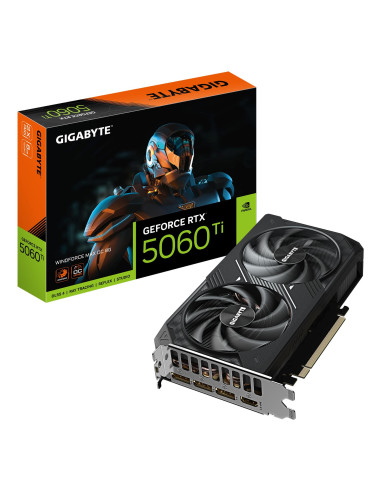 Graphics Card, GIGABYTE, NVIDIA, GeForce RTX 5060 Ti, 2587 MHz, 8 GB, GDDR7, 128 bit, PCI Express 5.0, Active, GV-N506TWF2MAXOC