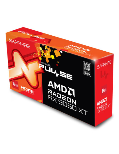 Graphics Card, SAPPHIRE, AMD Radeon RX 9060 XT, 16 GB, GDDR6, 128 bit, PCIE 5.0 16x, GPU 2700 MHz, Dual Slot Fansink, 2xHDMI, 1