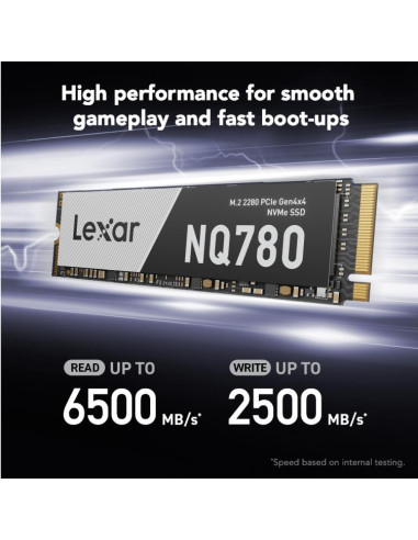 SSD, LEXAR, 600xTBW rating, MTBF 150000 h, Read speed 6500 MB/s, Write speed 2500 MB/s, PCI Express 4.0, M.2, 1000 GB, NQ780, L