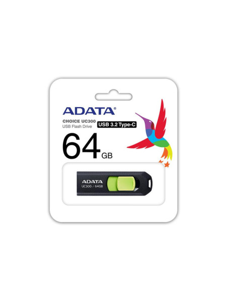 MEMORY DRIVE FLASH USB-C 64GB/ACHO-UC300-64G-RBK/GN ADATA MEMORY DRIVE FLASH USB-C 64GB/ACHO-UC300-64G-RBK/GN ADATA