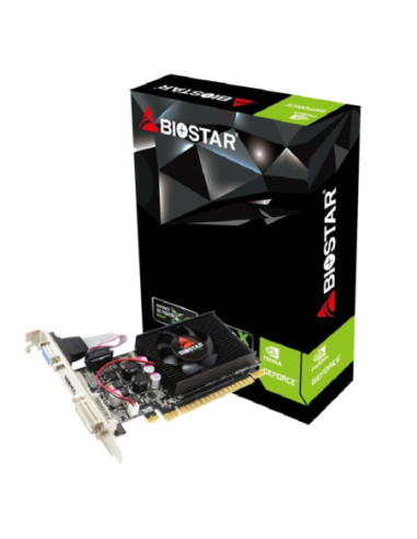 Graphics Card, BIOSTAR, NVIDIA GeForce 210, 1 GB, DDR3, 64 bit, PCIE 2.0 16x, Memory 1333 MHz, GPU 589 MHz, Single Slot Fansink