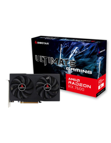 Graphics Card, BIOSTAR, AMD Radeon RX 7600, 8 GB, GDDR6, 128 bit, PCIE 4.0 16x, GPU 2250 MHz, Dual Slot Fansink, 1xHDMI, 3xDisp