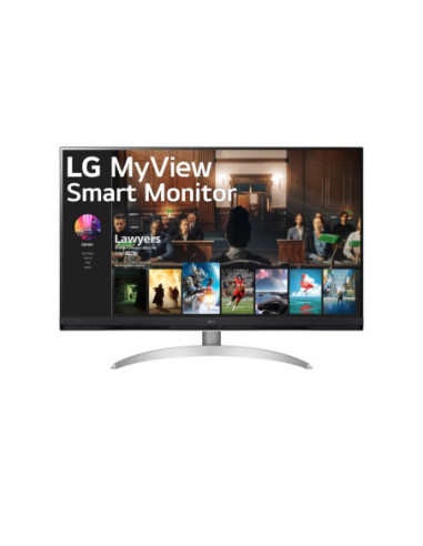 LCD Monitor, LG, 32SQ700S-W, 31.5", Smart/4K, Panel VA, 3840x2160, 16:9, 5 ms, Speakers, Tilt, Colour White, 32SQ700S-W