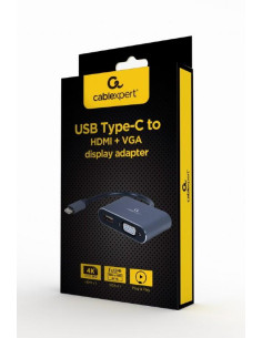 I/O ADAPTER USB-C TO HDMI/VGA/A-USB3C-HDMIVGA-01 GEMBIRD