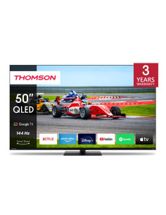 TV Set, THOMSON, 50", 4K/Smart, QLED, 3840x2160, Wireless LAN, Bluetooth, Google TV, Black, 50QG7C14