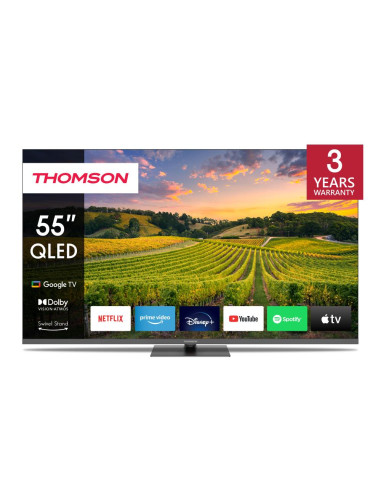 TV Set, THOMSON, 55", 4K/Smart, QLED, 3840x2160, Bluetooth, Google TV, 55QG5C14