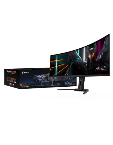 LCD Monitor, GIGABYTE, AORUS CO49DQ, 49", Gaming/Curved, 5120x1440, 32:9, 144Hz, Matte, 0.03 ms, Speakers, Swivel, Height adjus