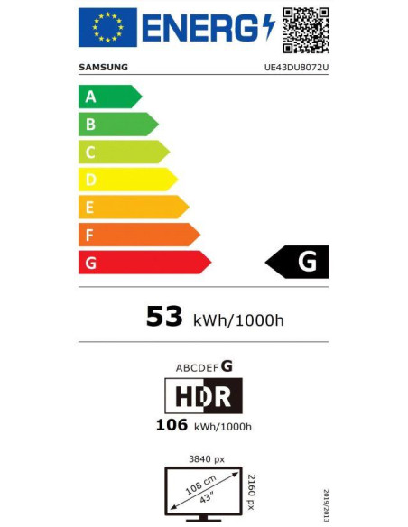 TV Set, SAMSUNG, 43 ", 4K Ultra HD, 3840 x 2160 pixels, Flat, Crystal, UE43DU8072UXXH