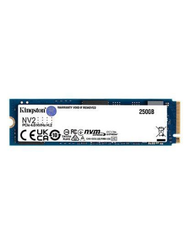 SSD, KINGSTON, NV2, 250GB, M.2, PCIe Gen4, NVMe, Write speed 1300 MBytes/sec, Read speed 3000 MBytes/sec, 2.2mm, TBW 80 TB, MTB