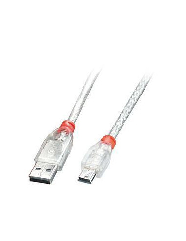 CABLE USB2 A TO MINI-B 0.5M/TRANSPARENT 41781 LINDY