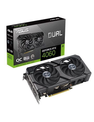 Graphics Card, ASUS, NVIDIA GeForce RTX 4060, 8 GB, GDDR6, 128 bit, PCIE 4.0 16x, Dual Slot Fansink, 1xHDMI, 3xDisplayPort, DUA