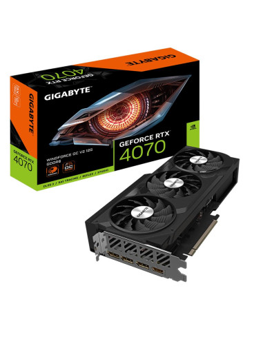 Graphics Card, GIGABYTE, NVIDIA GeForce RTX 4070, 12 GB, GDDR6, 192 bit, PCIE 4.0 16x, Triple slot Fansink, 1xHDMI, 3xDisplayPo