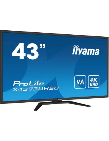 LCD Monitor, IIYAMA, 43", 4K, Panel VA, 3840x2160, 16:9, 60Hz, Matte, 3 ms, Speakers, Tilt, Colour Black, X4373UHSU-B1