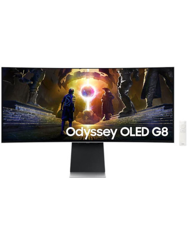 Monitor, SAMSUNG, 34", Gaming/Smart/Curved/21 : 9, Panel OLED, 3440x1440, 21:9, 175Hz, 0.03 ms, Speakers, Swivel, Height adjust