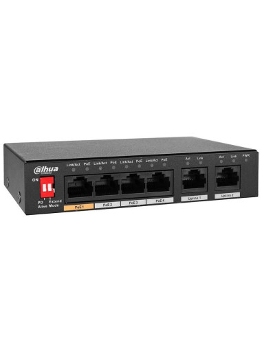 Switch, DAHUA, PFS3005-4ET-60-V2, Desktop/pedestal, PoE ports 4, 60 Watts, DH-PFS3005-4ET-60-V2