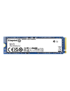 SSD, KINGSTON, NV3, 4TB, M.2, PCIE, 3D NAND, Write speed 5000 MBytes/sec, Read speed 6000 MBytes/sec, MTBF 200000 hours, SNV3S/