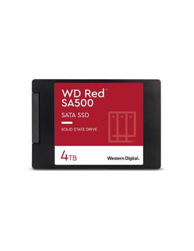 SSD, WESTERN DIGITAL, Red SA500, 4TB, SATA 3.0, Write speed 520 MBytes/sec, Read speed 560 MBytes/sec, 2,5", TBW 500 TB, MTBF 1