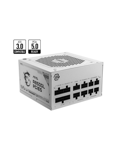 Power Supply, MSI, 850 Watts, Efficiency 80 PLUS GOLD, PFC Active, MAGA850GLPCIE5WHITE