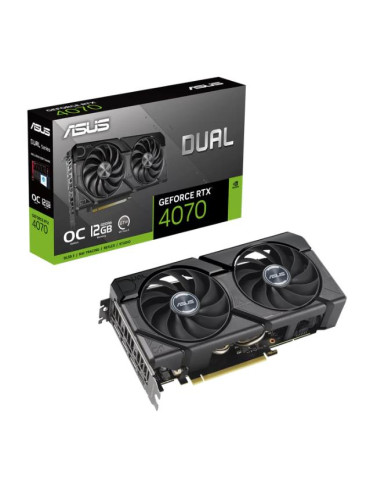 Graphics Card, ASUS, NVIDIA GeForce RTX 4070, 12 GB, GDDR6, 192 bit, PCIE 4.0 16x, Triple slot Fansink, 1xHDMI, 3xDisplayPort, 