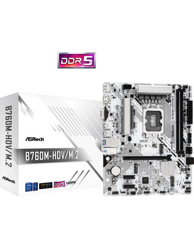 Mainboard, ASROCK, Intel B760 Express, LGA1700, Micro-ATX, Memory DDR5, Memory slots 2, 2xPCI-Express 3.0 1x, 1xPCI-Express 4.0