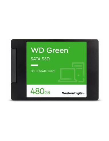 SSD, WESTERN DIGITAL, Green, 480GB, SATA 3.0, SLC, Read speed 545 MBytes/sec, 2,5", MTBF 1000000 hours, WDS480G3G0A