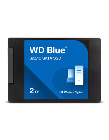 SSD, WESTERN DIGITAL, Blue SA510, 2TB, SATA 3.0, Write speed 520 MBytes/sec, Read speed 560 MBytes/sec, 2,5", TBW 500 TB, MTBF 