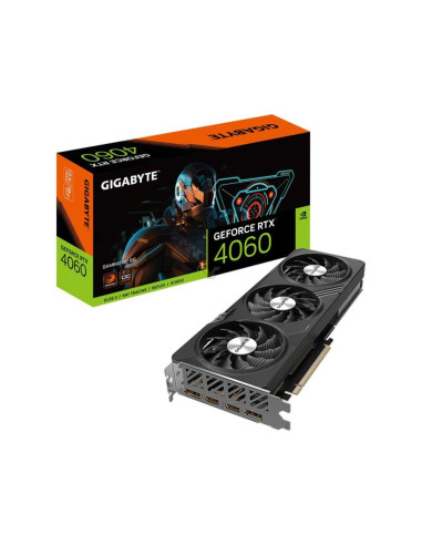 Graphics Card, GIGABYTE, NVIDIA GeForce RTX 4060, 8 GB, GDDR6, 128 bit, PCIE 4.0 16x, Dual Slot Fansink, 2xHDMI, 2xDisplayPort,