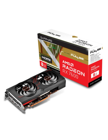 Graphics Card, SAPPHIRE, AMD Radeon RX 7600, 8 GB, GDDR6, 128 bit, PCIE 4.0 8x, Dual Slot Fansink, 1xHDMI, 3xDisplayPort, 11324