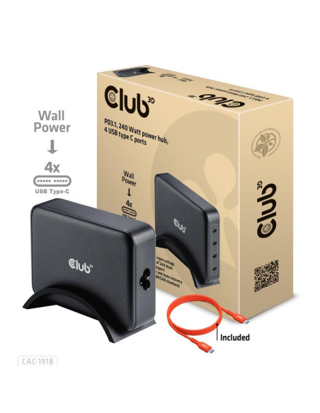 MOBILE CHARGER 4PORT/GAN 240W CAC-1918 CLUB3D MOBILE CHARGER 4PORT/GAN 240W CAC-1918 CLUB3D