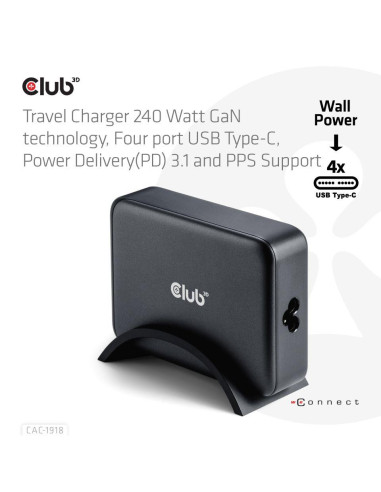 MOBILE CHARGER 4PORT/GAN 240W CAC-1918 CLUB3D